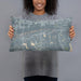 Person holding 20x12 Custom Savage Minnesota Map Throw Pillow in Afternoon