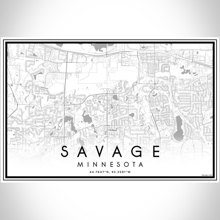 Savage Minnesota Map Print Landscape Orientation in Classic Style With Shaded Background