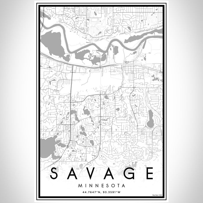 Savage Minnesota Map Print Portrait Orientation in Classic Style With Shaded Background