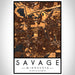 Savage Minnesota Map Print Portrait Orientation in Ember Style With Shaded Background