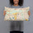 Person holding 20x12 Custom Savage Minnesota Map Throw Pillow in Woodblock