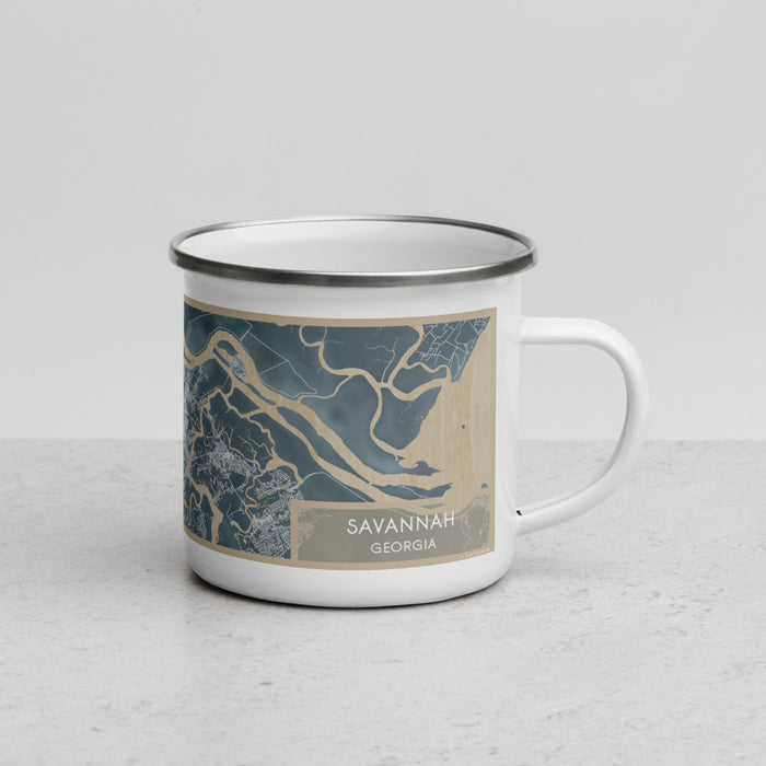 Right View Custom Savannah Georgia Map Enamel Mug in Afternoon