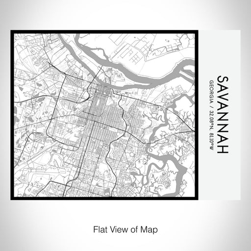Rendered View of Savannah Georgia Map on 20oz Stainless Steel Insulated Bottle with Bamboo Top with printed classic style map