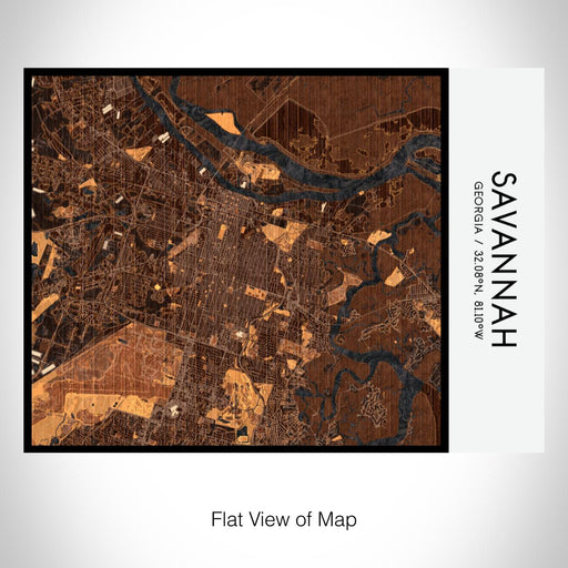 Rendered View of Savannah Georgia Map on 20oz Stainless Steel Insulated Bottle with Bamboo Top with printed ember style map