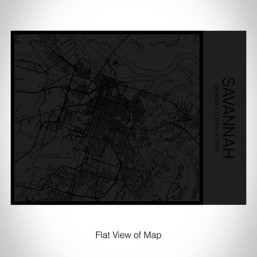 Rendered View of Savannah Georgia Map on 20oz Stainless Steel Insulated Bottle with Bamboo Top in Matte Black with printed Tactile Lines Map in Black