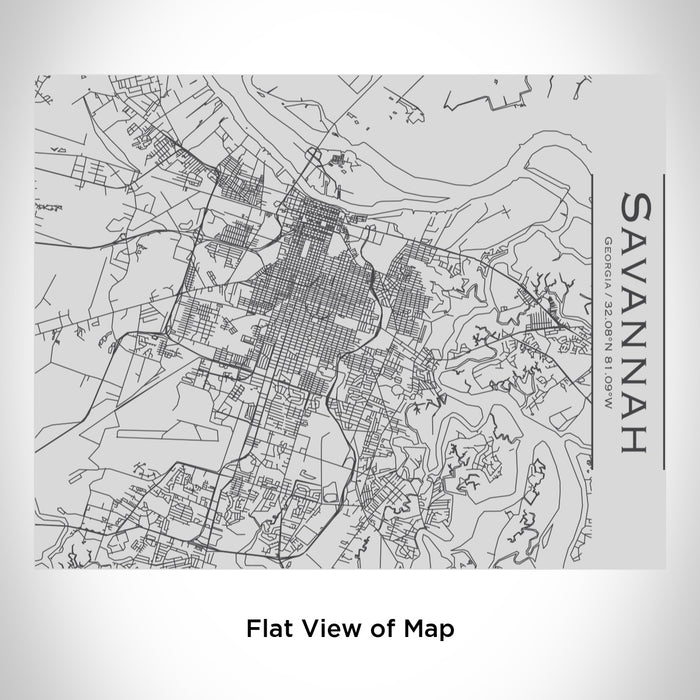 Rendered View of Savannah Georgia Map Engraving on 20oz Stainless Steel Insulated Bottle with Bamboo Top