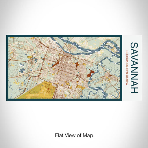 Rendered View of Savannah Georgia Map on 17oz Stainless Steel Insulated Bottle with printed woodblock style map