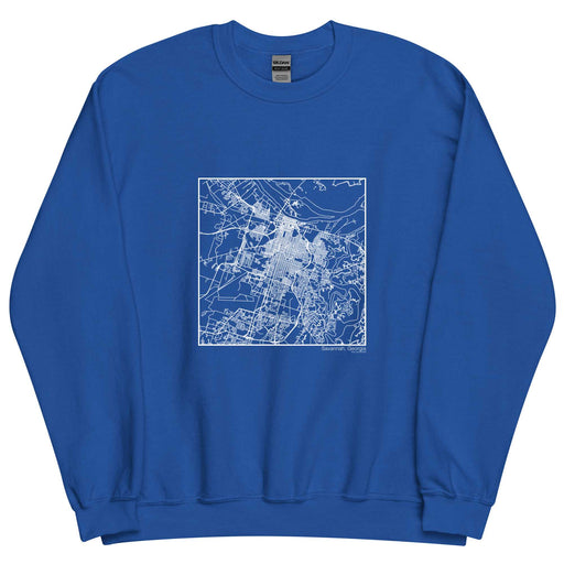 Savannah Georgia  Map Unisex Crewneck Sweater with City inscription in Royal Blue