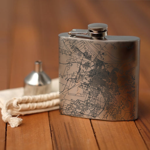 Savannah Georgia Custom Engraved City Map Inscription Coordinates on 6oz Stainless Steel Flask