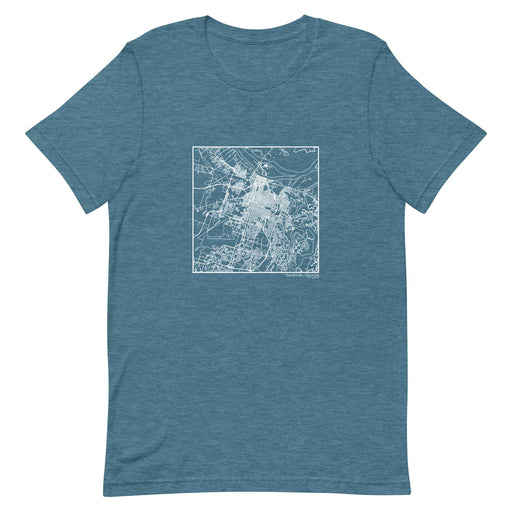 Savannah Georgia  Map Unisex T-Shirt with City inscription in Heather Teal