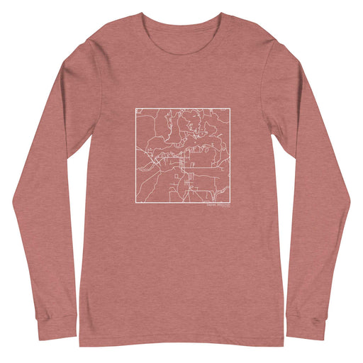 Sayner Wisconsin  Map Unisex Long-Sleeve T-shirt with City inscription in Heather Mauve