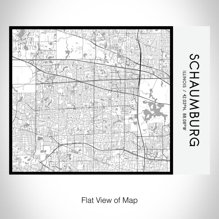 Rendered View of Schaumburg Illinois Map on 20oz Stainless Steel Insulated Bottle with Bamboo Top with printed classic style map