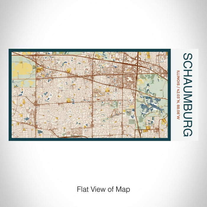 Rendered View of Schaumburg Illinois Map on 17oz Stainless Steel Insulated Bottle with printed woodblock style map