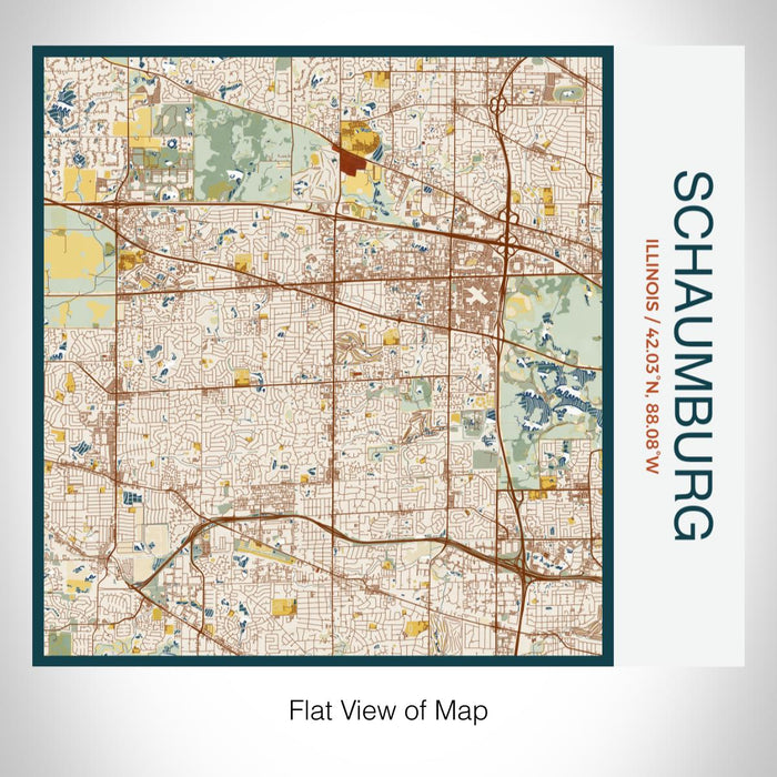 Rendered View of Schaumburg Illinois Map on 17oz Stainless Steel Insulated Tumbler in Woodblock Map Style