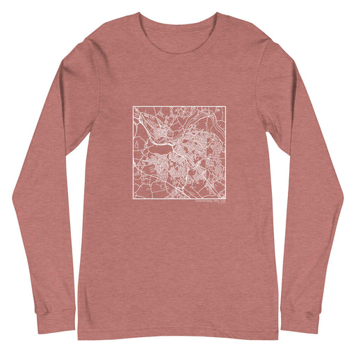 Schenectady New York  Map Unisex Long-Sleeve T-shirt with City inscription in Heather Mauve