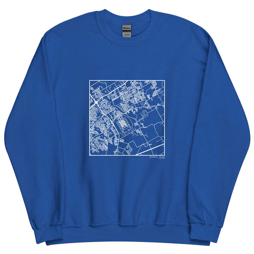 Schertz Texas  Map Unisex Crewneck Sweater with City inscription in Royal Blue