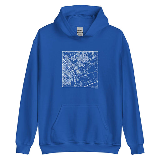Schertz Texas  Map Unisex Hoodie Sweater with City inscription in Royal Blue