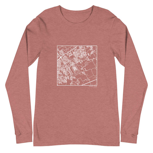 Schertz Texas  Map Unisex Long-Sleeve T-shirt with City inscription in Heather Mauve