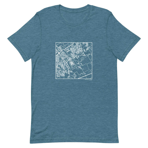 Schertz Texas  Map Unisex T-Shirt with City inscription in Heather Teal