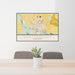 24x36 Scottsbluff Nebraska Map Print Lanscape Orientation in Woodblock Style Behind 2 Chairs Table and Potted Plant