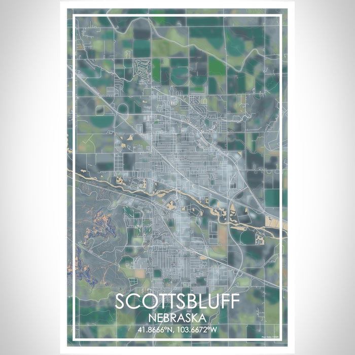 Scottsbluff Nebraska Map Print Portrait Orientation in Afternoon Style With Shaded Background