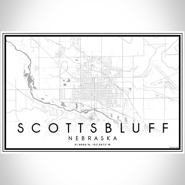 Scottsbluff Nebraska Map Print Landscape Orientation in Classic Style With Shaded Background