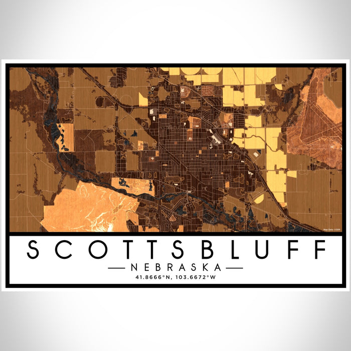 Scottsbluff Nebraska Map Print Landscape Orientation in Ember Style With Shaded Background