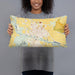 Person holding 20x12 Custom Scottsbluff Nebraska Map Throw Pillow in Woodblock