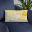 Custom Scottsbluff Nebraska Map Throw Pillow in Woodblock on Blue Colored Chair