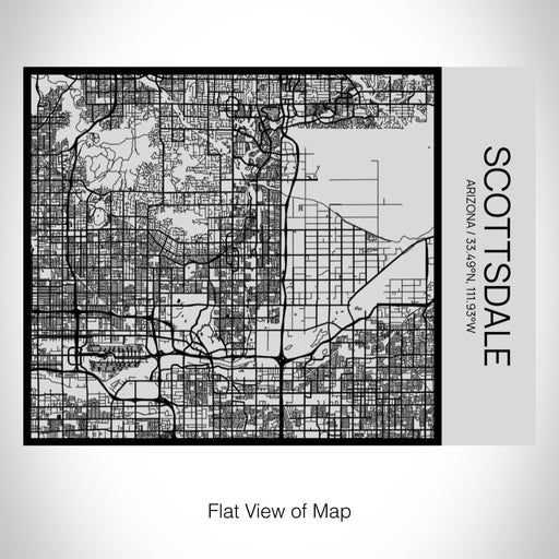 Rendered View of Scottsdale Arizona Map on 20oz Stainless Steel Insulated Bottle with Bamboo Top with printed Tactile Lines Map in Black