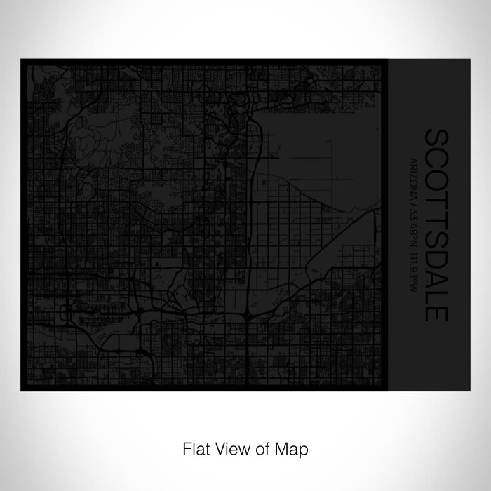 Rendered View of Scottsdale Arizona Map on 20oz Stainless Steel Insulated Bottle with Bamboo Top in Matte Black with printed Tactile Lines Map in Black