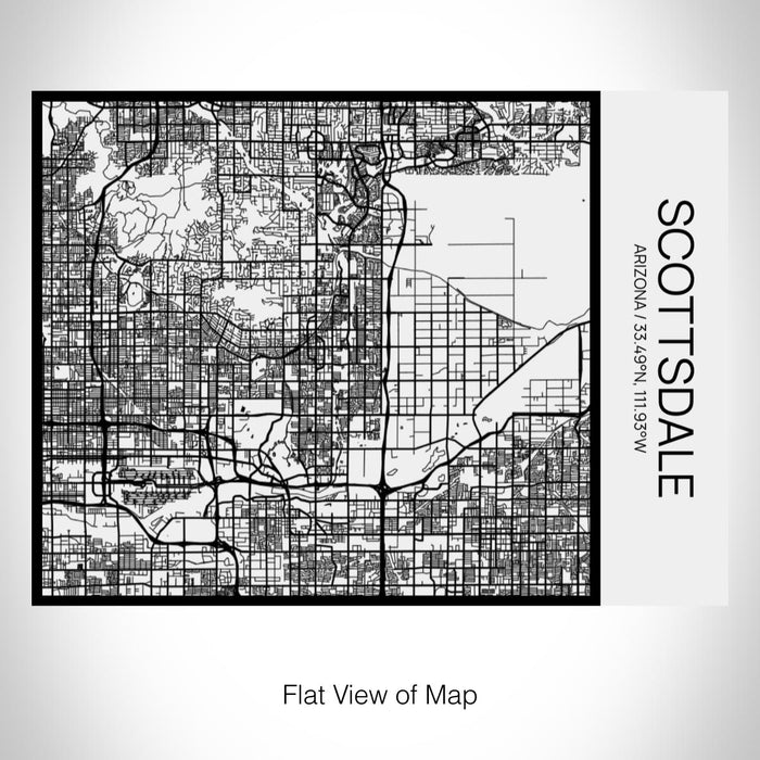 Rendered View of Scottsdale Arizona Map on 20oz Stainless Steel Insulated Bottle with Bamboo Top in Matte White with printed Tactile Lines Map in Black