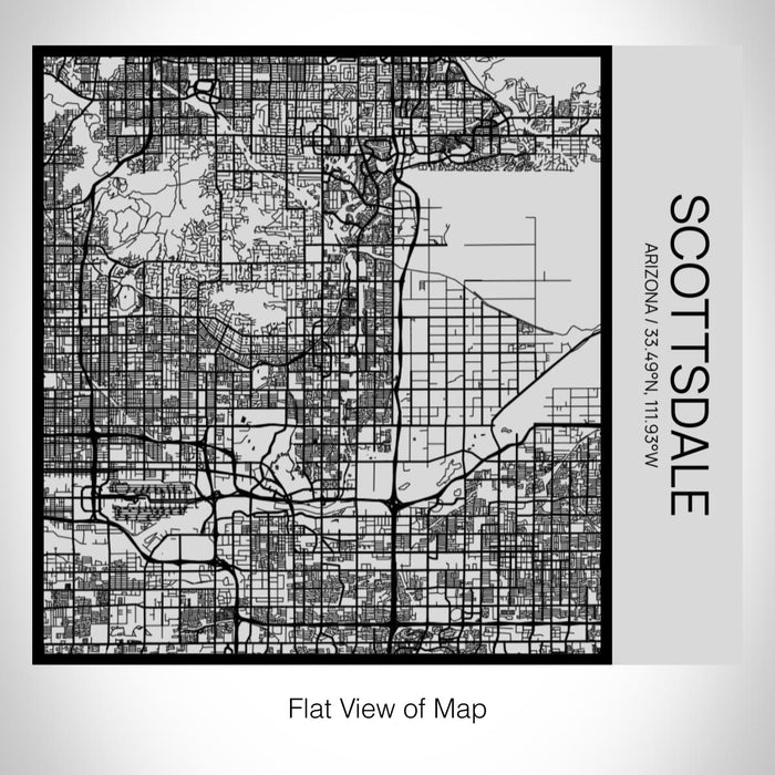 Rendered View of Scottsdale Arizona Map on 17oz Stainless Steel Insulated Tumbler in Tactile Lines with Succulent in Background