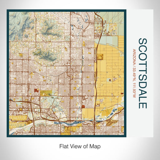 Rendered View of Scottsdale Arizona Map on 17oz Stainless Steel Insulated Tumbler in Woodblock Map Style