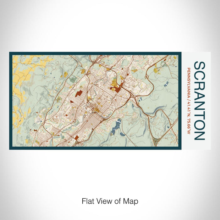 Rendered View of Scranton Pennsylvania Map on 17oz Stainless Steel Insulated Bottle with printed woodblock style map