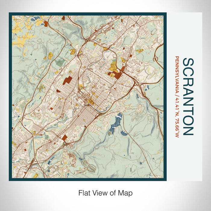 Rendered View of Scranton Pennsylvania Map on 17oz Stainless Steel Insulated Tumbler in Woodblock Map Style