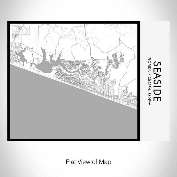 Rendered View of Seaside Florida Map on 20oz Stainless Steel Insulated Bottle with Bamboo Top with printed classic style map