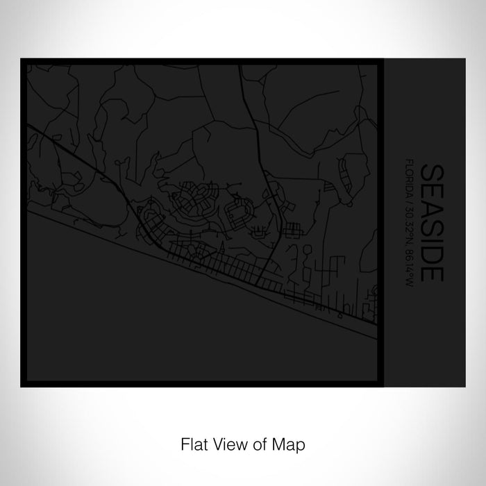 Rendered View of Seaside Florida Map on 20oz Stainless Steel Insulated Bottle with Bamboo Top in Matte Black with printed Tactile Lines Map in Black