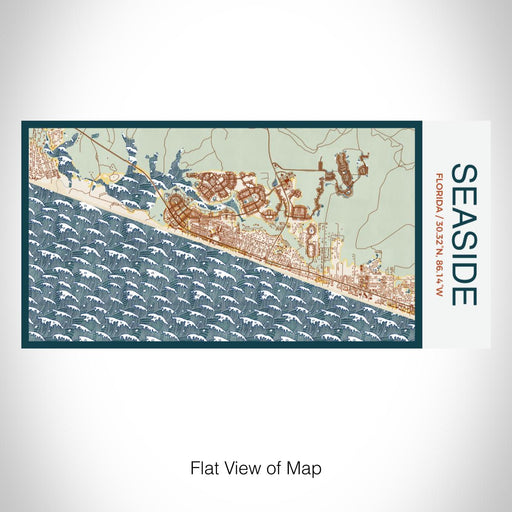 Rendered View of Seaside Florida Map on 17oz Stainless Steel Insulated Bottle with printed woodblock style map