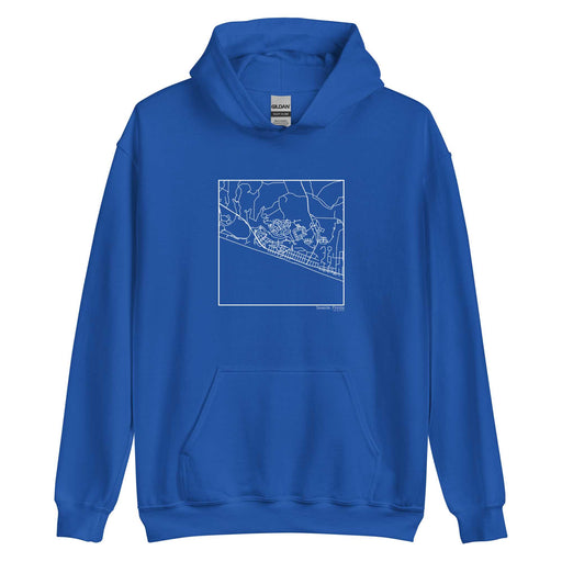 Seaside Florida  Map Unisex Hoodie Sweater with City inscription in Royal Blue