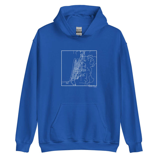 Seaside Oregon  Map Unisex Hoodie Sweater with City inscription in Royal Blue