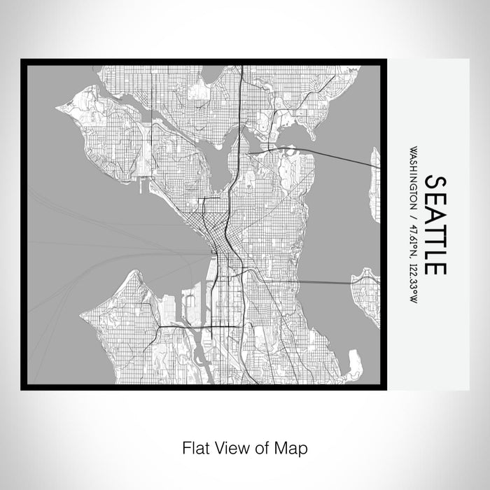 Rendered View of Seattle Washington Map on 20oz Stainless Steel Insulated Bottle with Bamboo Top with printed classic style map