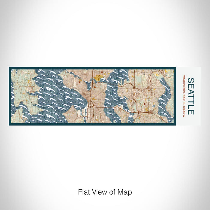 Rendered View of Seattle Washington Map on 10oz Stainless Steel Insulated Cup in Woodblock with Sliding Lid