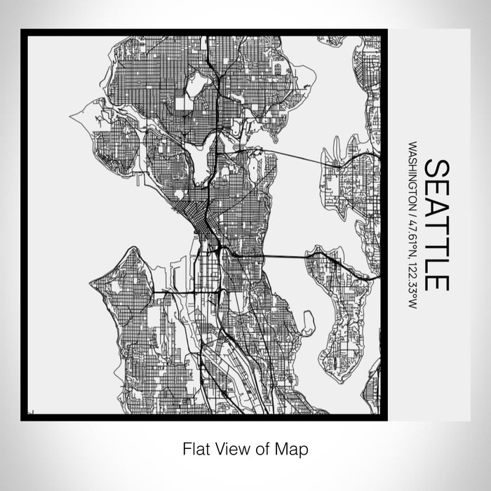 Rendered View of Seattle Washington Map on 17oz Stainless Steel Insulated Tumbler in Matte White with Tactile Lines