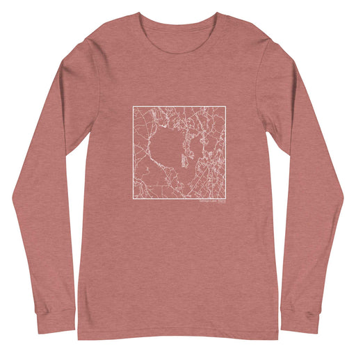 Sebago Lake Maine  Map Unisex Long-Sleeve T-shirt with City inscription in Heather Mauve