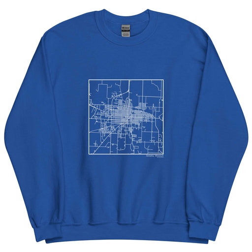 Sedalia Missouri  Map Unisex Crewneck Sweater with City inscription in Royal Blue