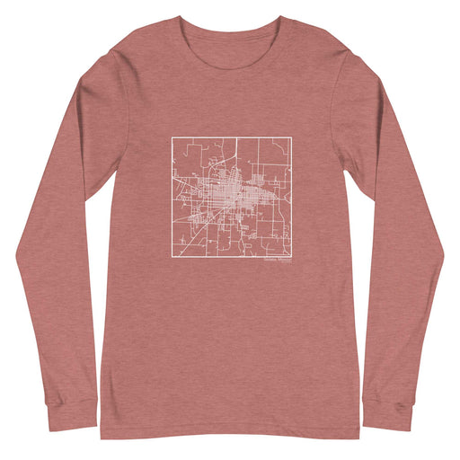 Sedalia Missouri  Map Unisex Long-Sleeve T-shirt with City inscription in Heather Mauve
