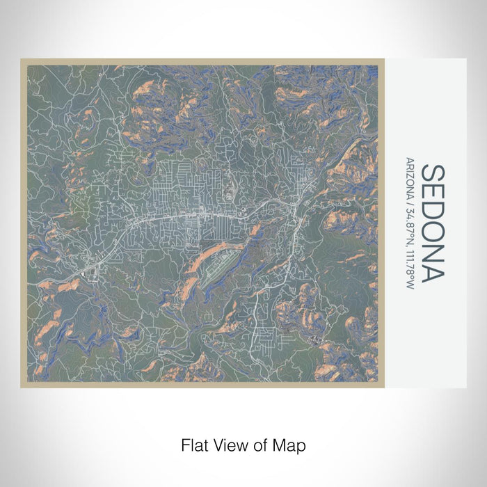 Rendered View of Sedona Arizona Map on 20oz Stainless Steel Insulated Bottle with Bamboo Top with printed afternoon style map