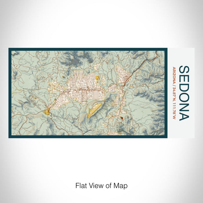 Rendered View of Sedona Arizona Map on 17oz Stainless Steel Insulated Bottle with printed woodblock style map