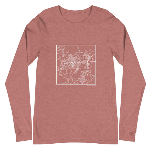 Sedona Arizona  Map Unisex Long-Sleeve T-shirt with City inscription in Heather Mauve
